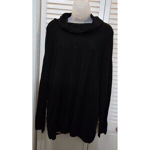 NWOT J. Jill Women's Black Crystal Cowl Neck Wool Blend Sweater M Classy